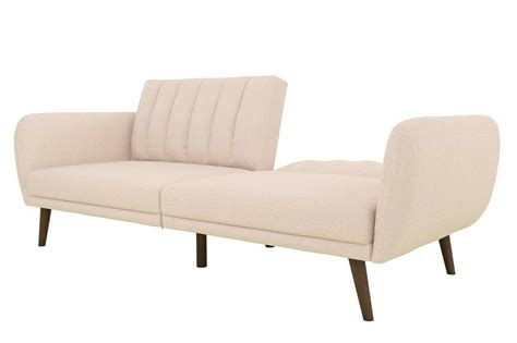 Futon beds are a fun and flexible piece of furniture that are perfect for any space! Stylish Pink Linen Futon Sofa/Bed Ribbed Tufted Cushi