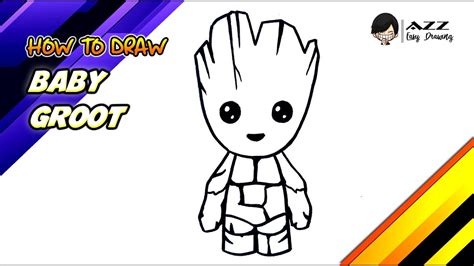 How To Draw Baby Groot Step By Step Youtube