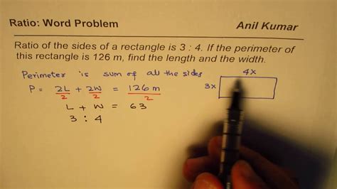 Ratio Of Sides Of Rectangle Is 3 To 4 Find Length For Perimeter 126