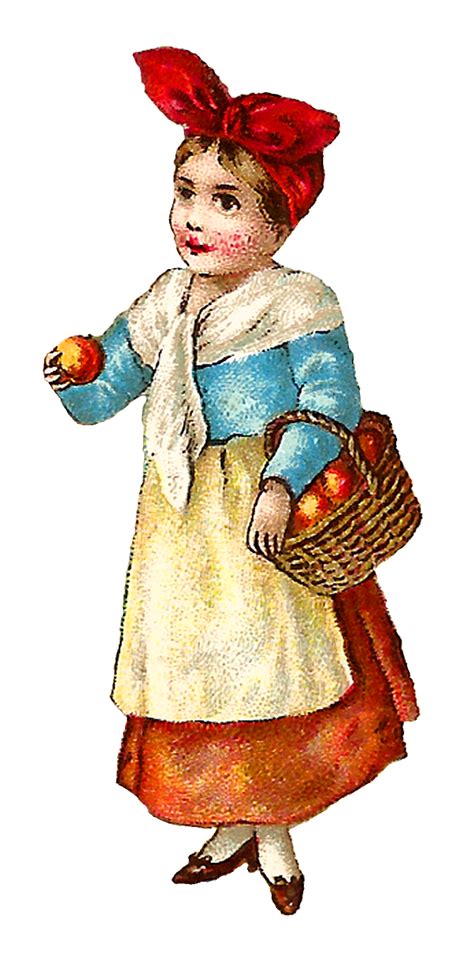 Antique Images Victorian Girl Old Illustrations Apple