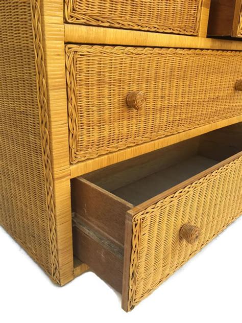Vintage Rattan Dresser Wicker Chest Of Drawers 4 Drawer Chest Etsy Uk