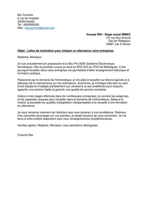 Lettre De Motivation Bts Production Maintenance Des SystÃ¨mes Option C