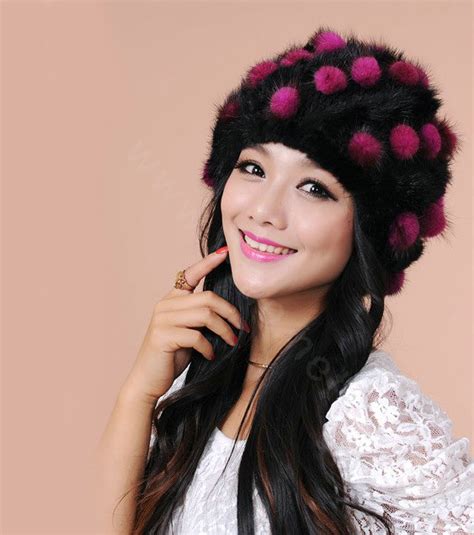 Buy Wholesale Women Knitted Mink Hair Fur Hat Winter Warm Handmade