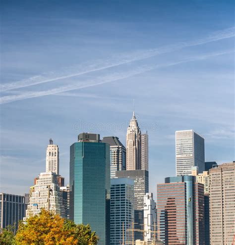Lower Manhattan Buildings From Brooklyn Stock Photo Image Of