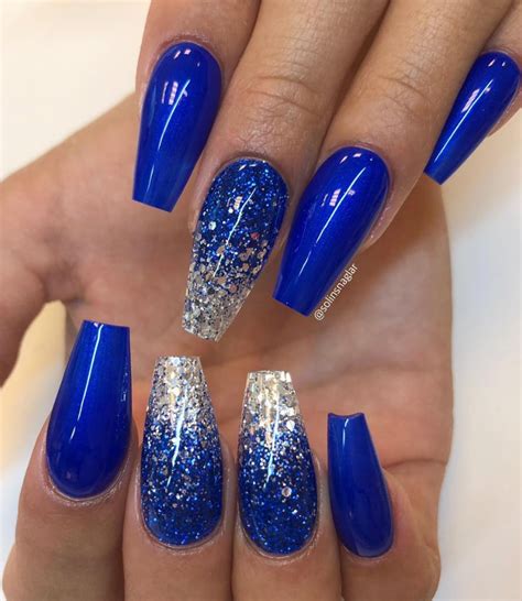 29 Royal Blue And Silver Glitter Nails  Best 3d Nail Art