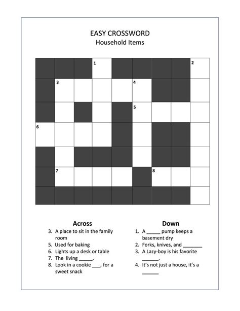 Elderly Large Print Easy Crossword Puzzles Printable Printable Word
