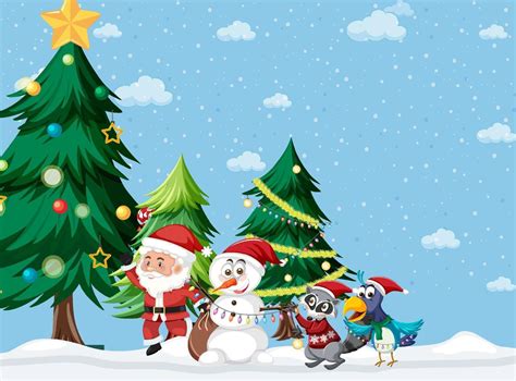 Christmas Theme With Santa And Snowman 7207003 Vector Art At Vecteezy