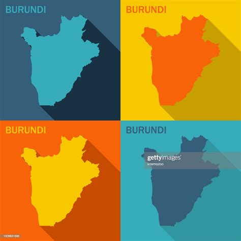 Carte Plate Du Burundi Disponible En Quatre Couleurs Illustration