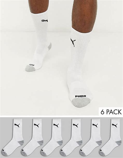 Puma 6 Pack White Crew Socks Asos