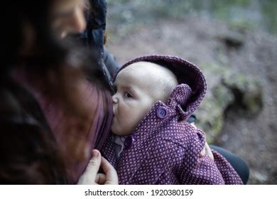 Woman Dark Clothing Breastfeeding Her Adorable Stock Photo Shutterstock