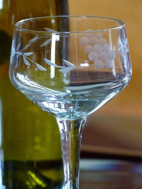Verres à Vin Blanc Lot De 6 Verres Gravés Des Années 40 Etsy