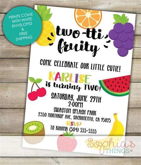 Tutti Fruiti Birthday Invitation Twoti Frutti 2nd Birthday Etsy