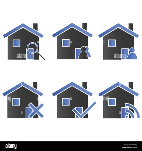 Homes With Icons Blue 2 Stock Photo Alamy