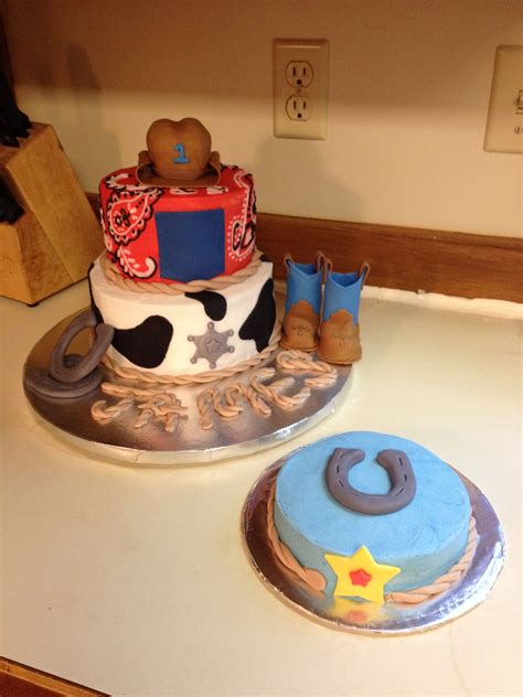 Cowboy Themed First Birthday Cake With Smash Cake First Birthdays