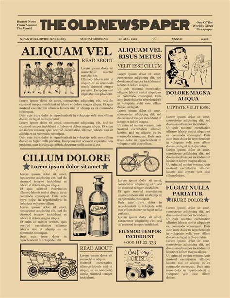 1920s Vintage Newspaper Template Word Newspaper Template Newspaper