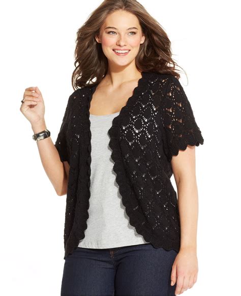 Style And Co Plus Size Short Sleeve Crochet Cardigan And Reviews