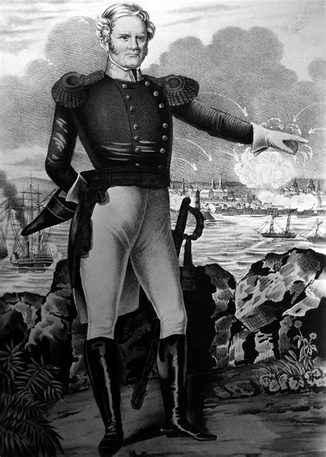 General Winfield Scott He Is Shown At The Moment Of Victory Riding