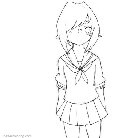 Ayano Aishi From Yandere Simulator Coloring Pages Free Printable