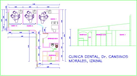 Dental Clinic Plan And Side View With Dimension Dwg File Cadbull