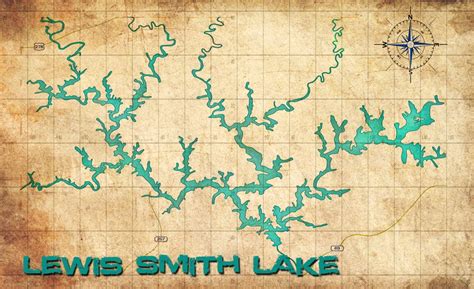 Vintage Map Smith Lake Print Pick A Size