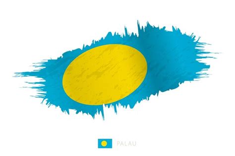 Premium Vector Painted Brushstroke Flag Of Palau With Waving Effect