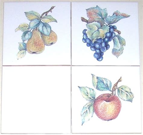 Fruit Ceramic Tiles Apple Pear Grape 3 425 Kiln Fired Back Splash Decor