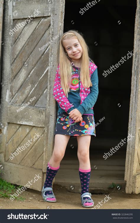 Girl Stands Door Old House Stock Photo 322846295 Shutterstock