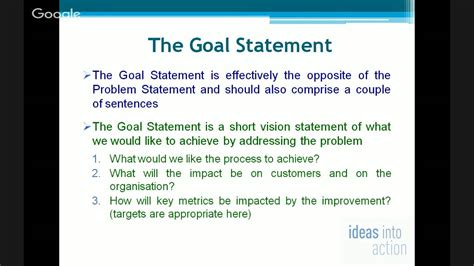 There are many benefits and advantages to having a set of goals to work towards. The Problem Statement and the Goal Statement - YouTube