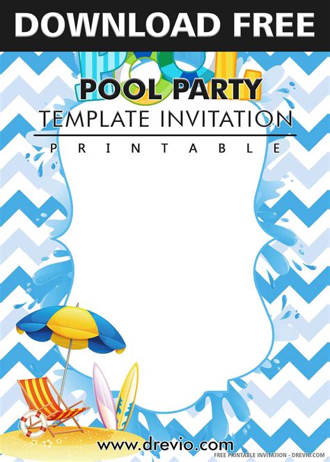 Pool Party Invitation Watermark Download Hundreds Free Printable Birthday Invitation Templates