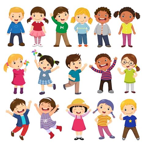 Premium Vector Happy Kids Cartoon Collection Multicultural Children