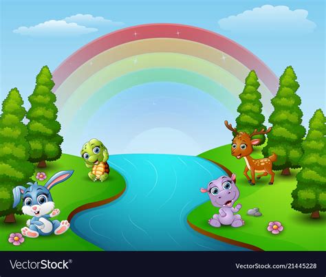 Check spelling or type a new query. Cartoon funny animals collection by the river illu