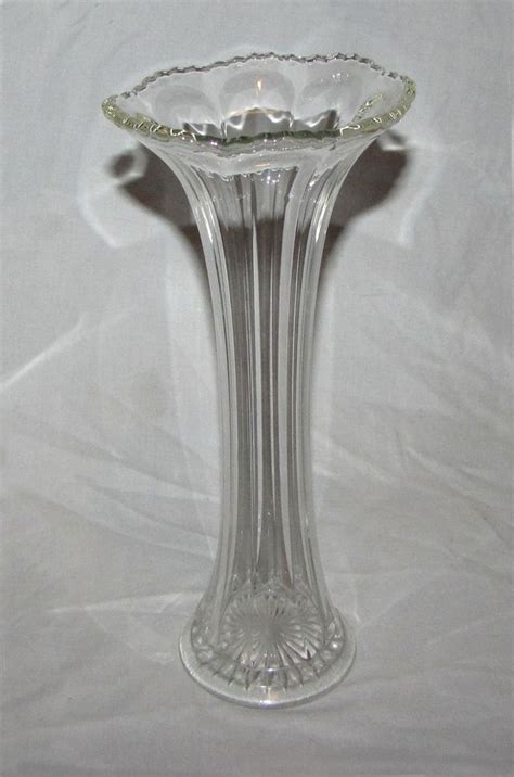 Eapg Glass Vase Us Glass 15021 Clear Ribs Columns Early 1900s Swung Glass 11 Glass Glass