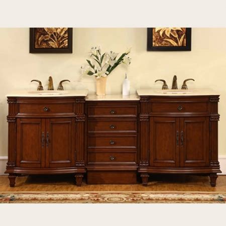 Classic architectural paneling and streamlined crafted of sustainable fsc® wood, this double sink vanity is designed with three drawers and two. 80 Inch Double Sink Bathroom Vanity with Marble Counter ...