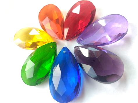 Collectibles Prisms 7 Assorted Rainbow Color 38mm Teardrop Chandelier