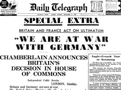 1939 Day Australia Declared War On Germany Daily Telegraph
