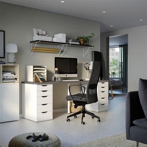 Alexlagkapten Desk Dark Greywhite 200x60 Cm Ikea Lietuva