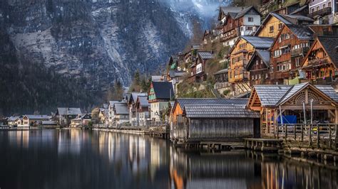 549979 City Mountain Mist Sea Overcast Snow Winter Austria Hallstatt