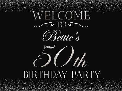 50th Birthday Welcome Sign Golden Birthday Party Decor Etsy
