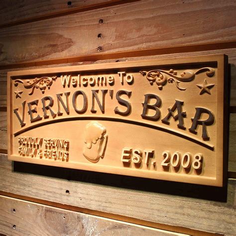 Advpro Wpa0389 Name Personalized Home Bar Wood Engraved Wooden Sign Standard 58 5 Cm X 23 4 Cm