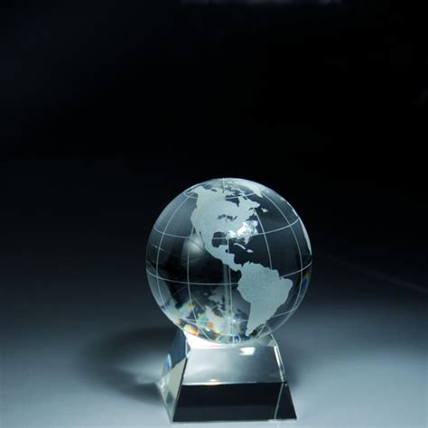 Genuine Optical Crystal World Globe On Crystal Basetrophy Trolley
