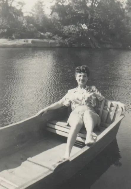 antique photo sexy legs woman boat outdoors vintage snapshot collectible lake 8 99 picclick