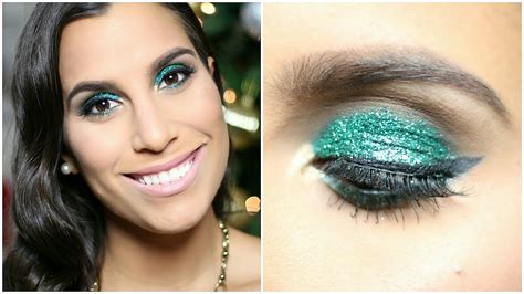 Holiday Makeup Tutorial Green Glitter Youtube