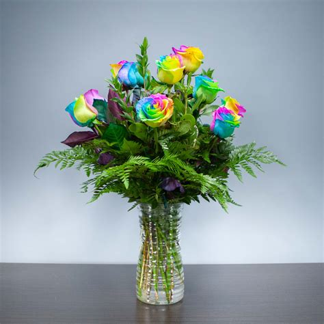 Dozen Rainbow Roses In Claremont Ca Sherwood Florist