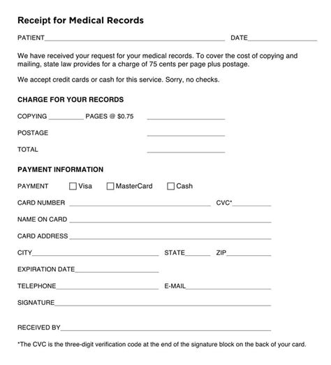 Printable Hospital Bill Receipt