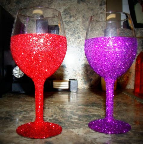 Diy Glitter Wine Glasses Made With Mod Podge Glitter And Blue