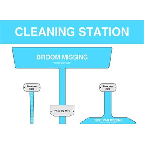 Blue Cleaning Station Shadow Board Non Stocked Dustpan