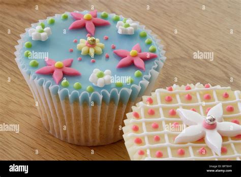 Highly Decorated Cupcakes Or Fairy Cakes Stock Photo Alamy