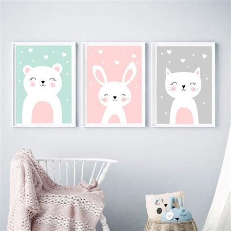 Drei Poster Kinderzimmer Bilder Drucke Plakate Tiere Etsy Baby Room