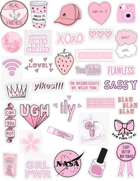 Kawaii Pink Aesthetic Stickers Printable Bmp Park