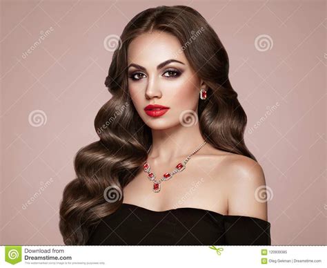 Brunette Woman With Curly Hair Stock Image Image Of Long Beauty